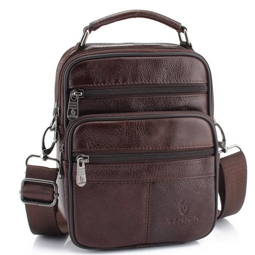 West Louis™ Genuine Cowhide Leather Shoulder Bag Brown - West Louis
