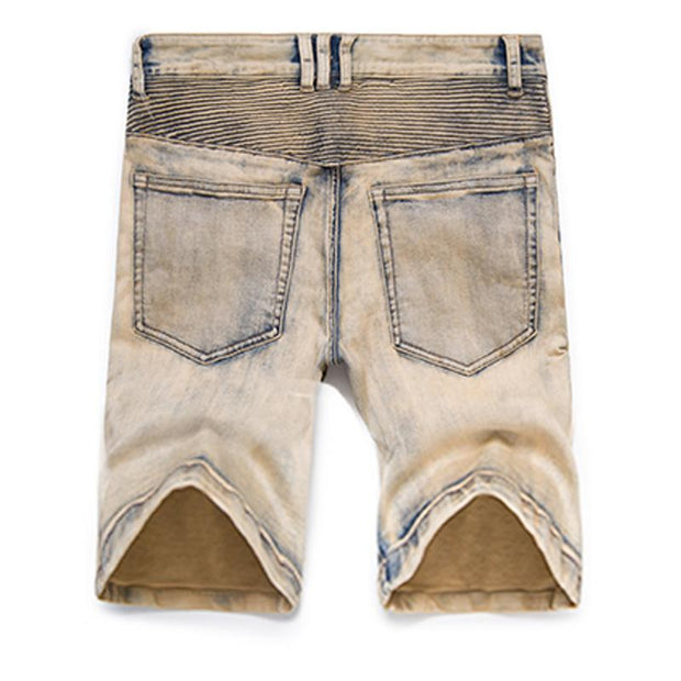 West Louis™ Pleated Motor Jeans Shorts  - West Louis