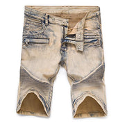 West Louis™ Pleated Motor Jeans Shorts Khaki / 28 - West Louis