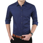 West Louis™ Designer Polka Dot Dress Shirts Navy blue / XS - West Louis