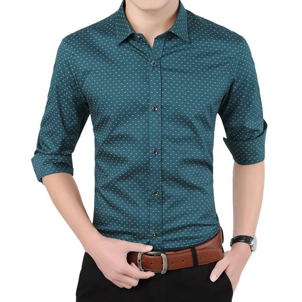 West Louis™ Designer Polka Dot Dress Shirts Army green / XS - West Louis