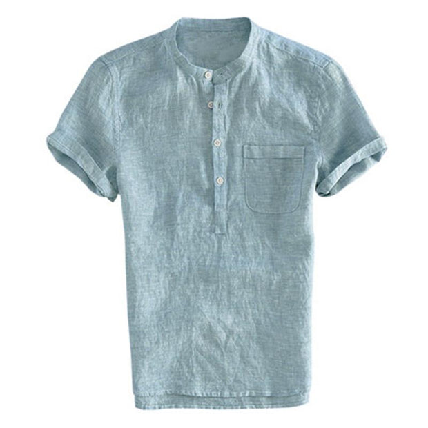 West Louis™ Short Sleeve Henley Collar Shirts  - West Louis