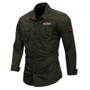West Louis™ Cotton Military Long Sleeve Shirt