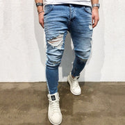 West Louis™ Destroyed Knee Hole Side Zipper Jeans
