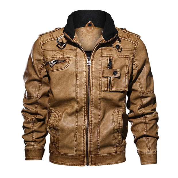 West Louis™ Branded Military Leather Jacket