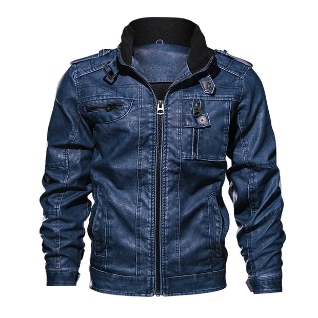West Louis™ Branded Military Leather Jacket