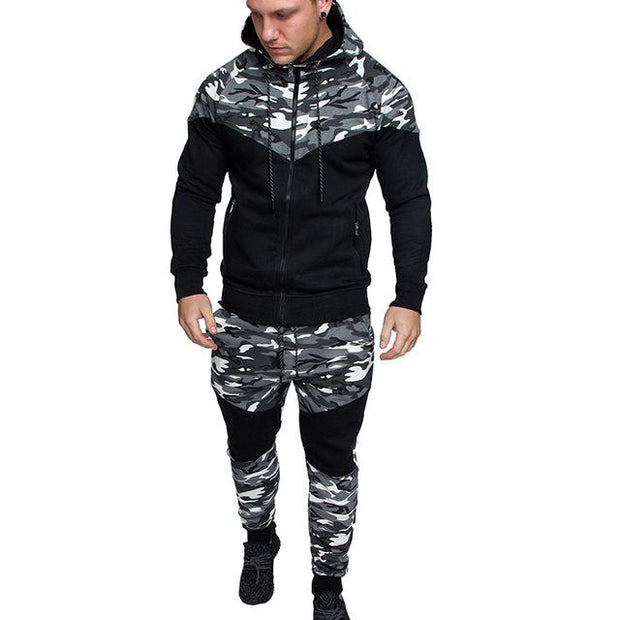 West Louis™ Camouflage Hoodie Suit Gray / L - West Louis