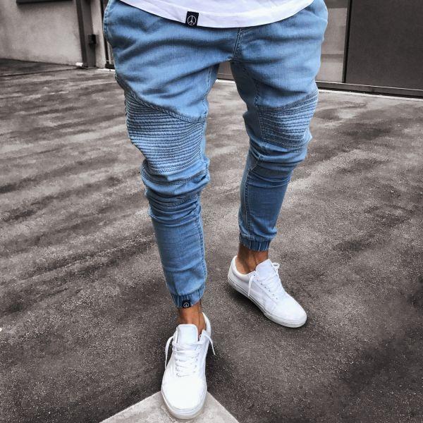 West Louis™ Casual Slim-Fit Pencil Jeans Blue / S - West Louis