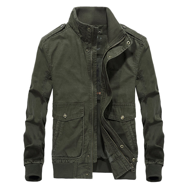 West Louis Multi-Pockets Stand Collar Military Jacket Green / M | Male
