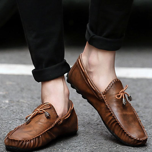 West Louis™ Premium Flat Leather Loafer Mocassin