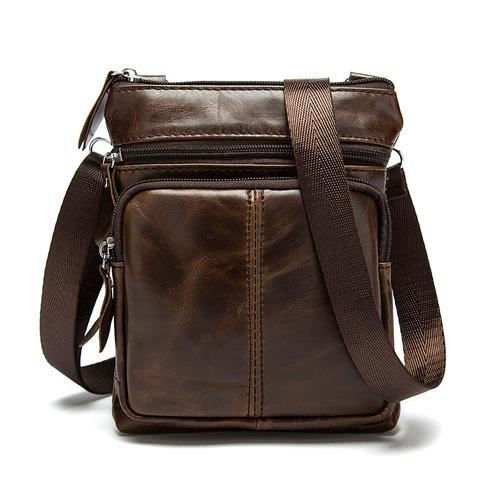 West Louis™ Crossbody Leather Shoulder Bag Coffee - West Louis