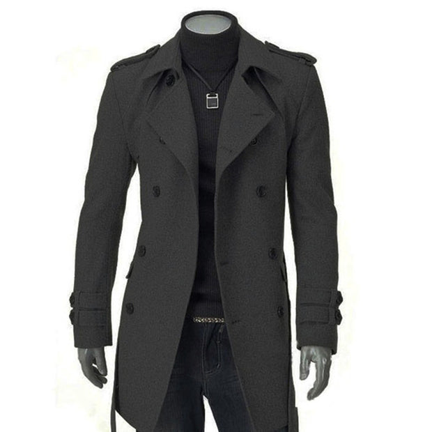 West Louis™ Faux Wool Trench Business Long Coat