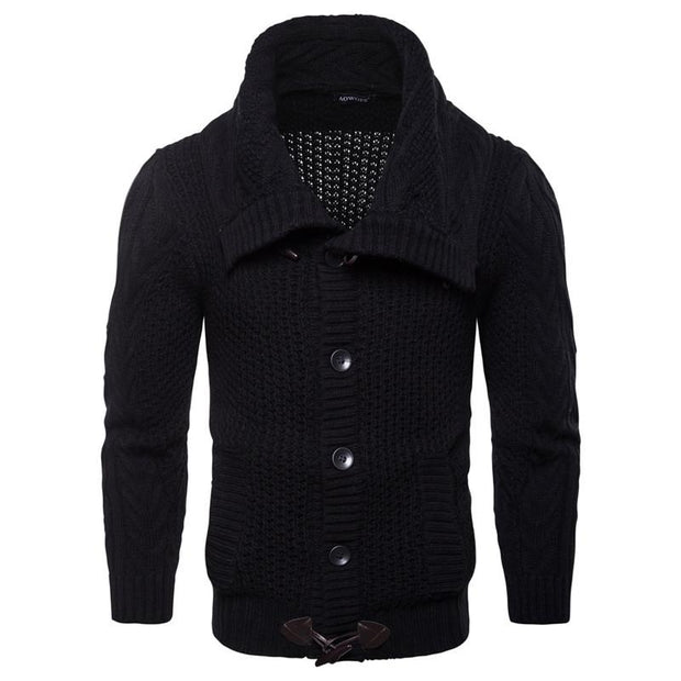 West Louis™ Turndown Collar Slim Sweater Black / L - West Louis