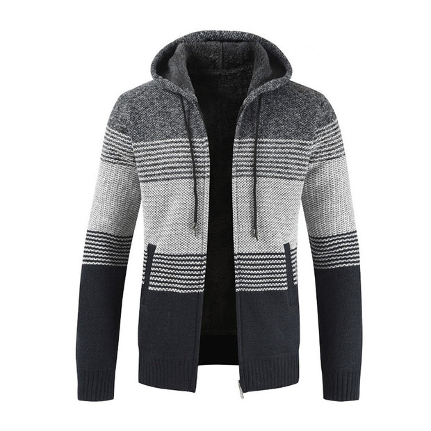 West Louis™ Striped Knitting Zipper Hoodie