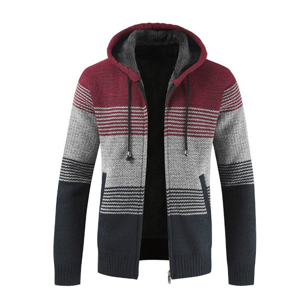 West Louis™ Striped Knitting Zipper Hoodie