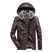 West Louis™ Faux Fur Liner Thicken Leather Coat