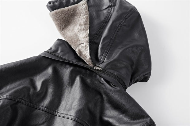 West Louis™ Faux Fur Liner Thicken Leather Coat