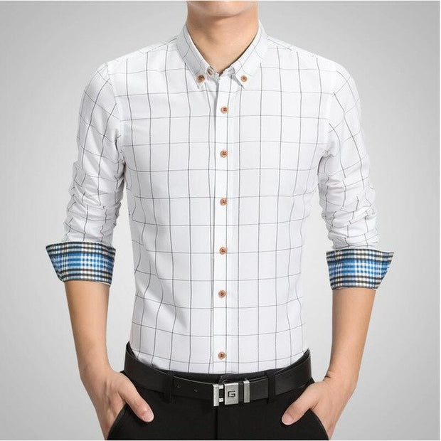 West Louis™ Plaid Formal Business Dress Shirt