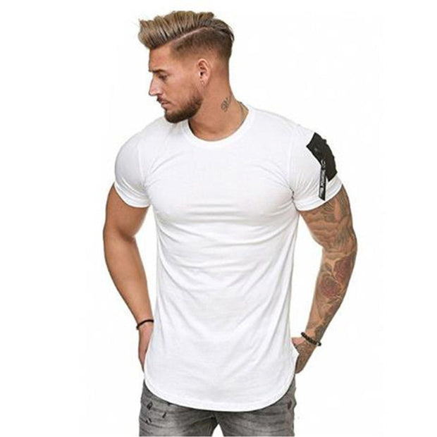 West Louis™ Brand Zipper On Shoulder T-shirt