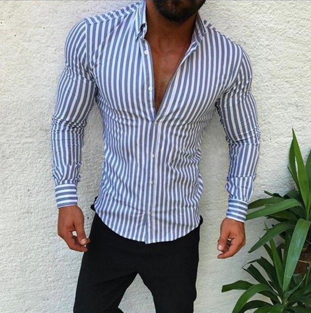 West Louis™ Style Handsome Striped Shirt