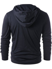 West Louis™ Faux Leather Sleeve Drawstring Hoodie