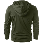 West Louis™ Faux Leather Sleeve Drawstring Hoodie