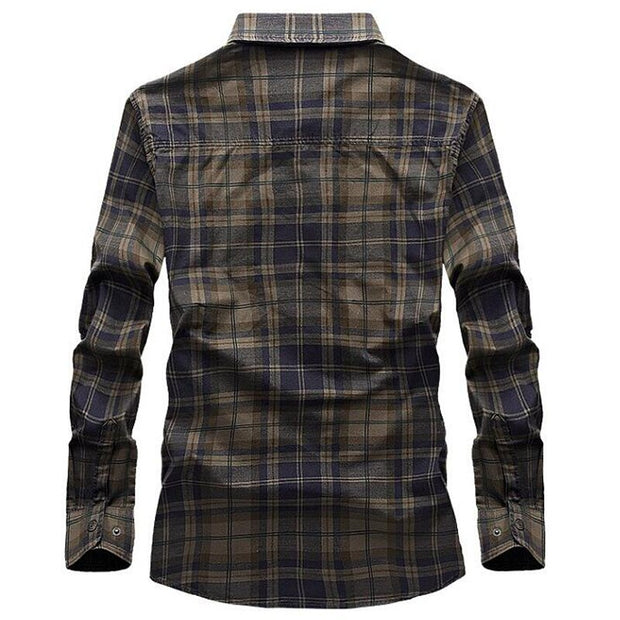 West Louis™ Masculin Long Sleeve Plaid Shirt