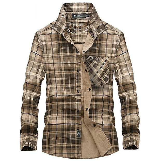 West Louis™ Masculin Long Sleeve Plaid Shirt