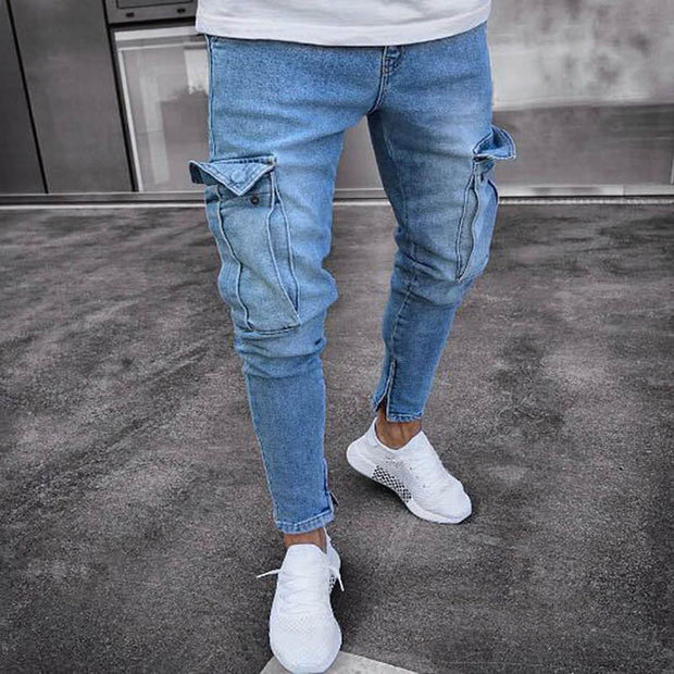 West Louis™ Trend Knee Hole Zipper Feet Jeans