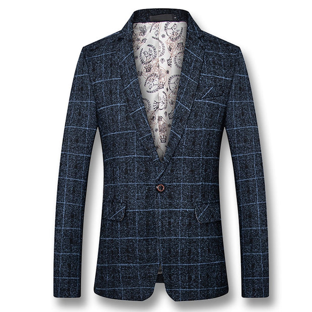 West Louis™ Autumn Plaid Men Blazer