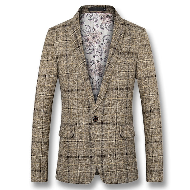 West Louis™ Autumn Plaid Men Blazer