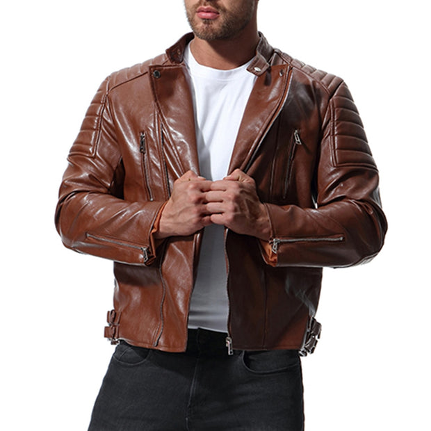 West Louis™ Spring Biker Style Leather Jacket