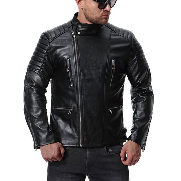 West Louis™ Spring Biker Style Leather Jacket