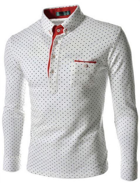 West Louis™ Polka Dot shirt collar Slim Fit Dress Shirt White / M - West Louis