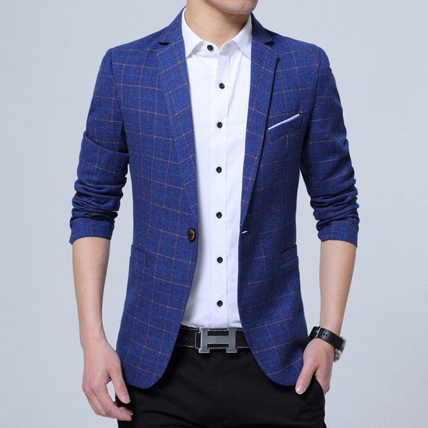 West Louis™ Brand Fashion Plaid Blazer