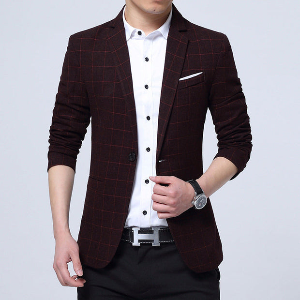 West Louis™ Brand Fashion Plaid Blazer